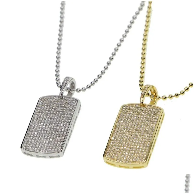 Chains Iced Out Bling Men Women Pendant Necklace Micro Pave Cz Dog Tag Collar Necklaces Hiphop Jewelrychains Drop Delivery Dhles