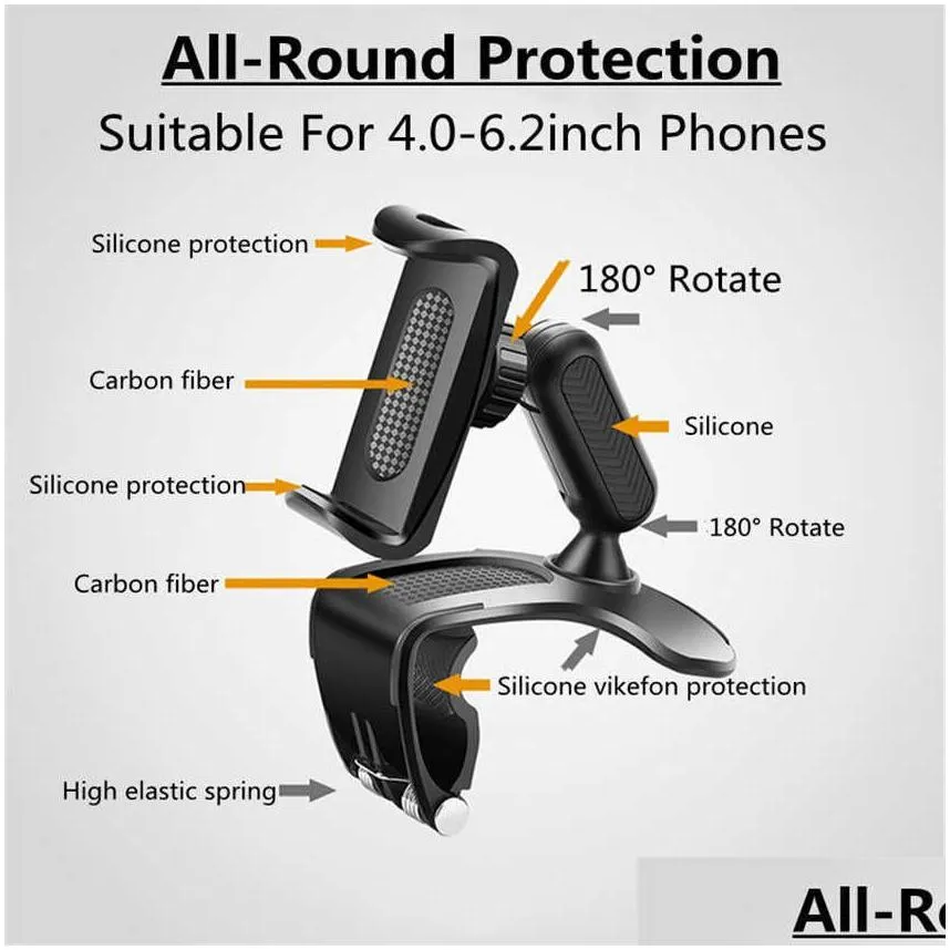 Car Holder Phone Holder For Dash Board Portable Mount Stand Gps Clip Smartphone Bracket Drop Delivery Automobiles Motorcycles Auto Ele Dh4Fz