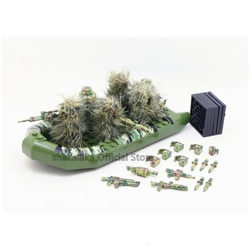 Soldier 6Pcs Military Ghillie Suit Boat Camouflage Army Ww2 T Diy Building Blocks Figures Educational Toys Gift For Boys Sets Drop De Dh6Az