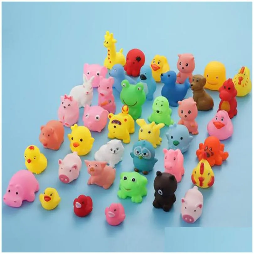 Baby Toy Mixed Animals Swimming Water Toys Colorf Soft Floating Rubber Duck Squeeze Sound Squeaky Bathing Toy For Baby Bath Drop Deliv Dhujt