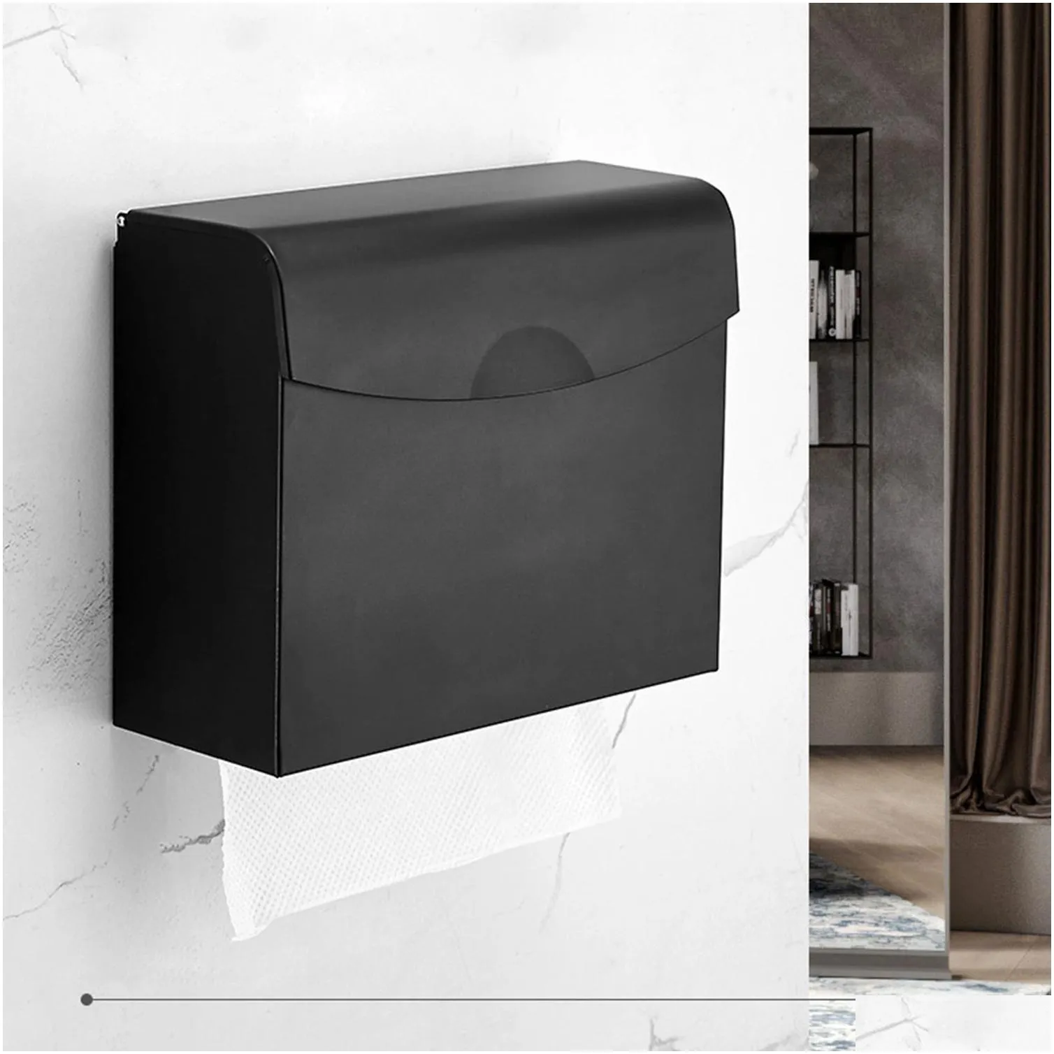 Paper Towel Holders Wall-Mounted Paper Towel Dispenser Dual Dispensing Holder Waterproof Space Aluminum Bathroom Tissue Box 210320 Dro Dhxa5