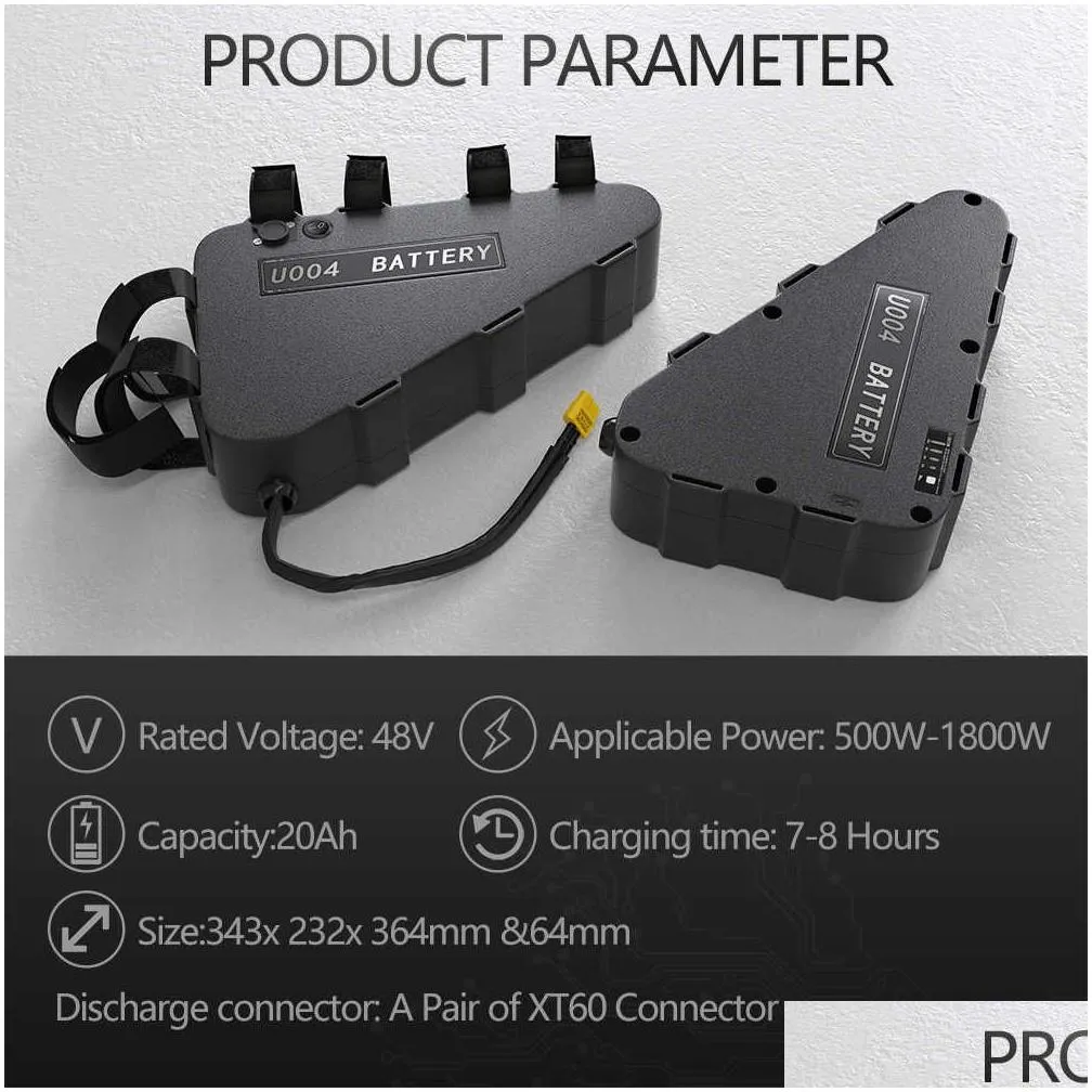 Batteries 21700 Ebike Battery Triangle 36V 48V 20Ah 52V 24Ah 28.8Ah For Electric Bicycle 500W 750W 1000W 1500W 1800W Motor Kit Drop De Dhah4