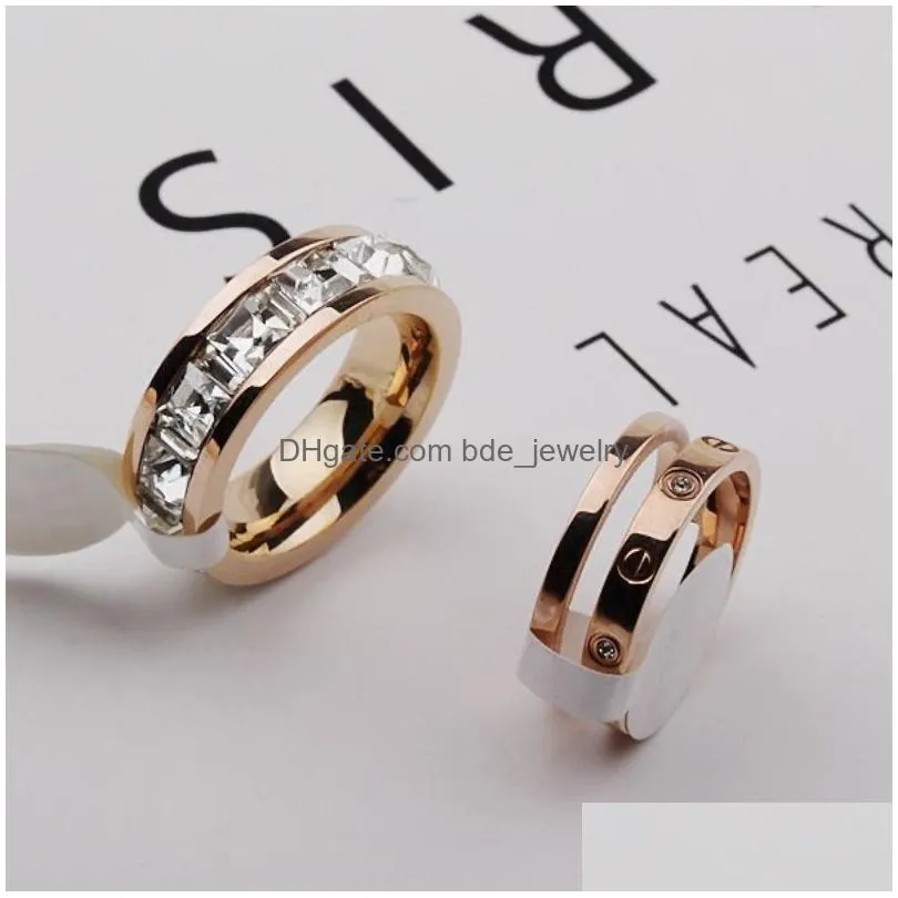 trendy rose gold titanium steel ring men and women anti-fading alloy steels rings tail fashion jewelry mix styles