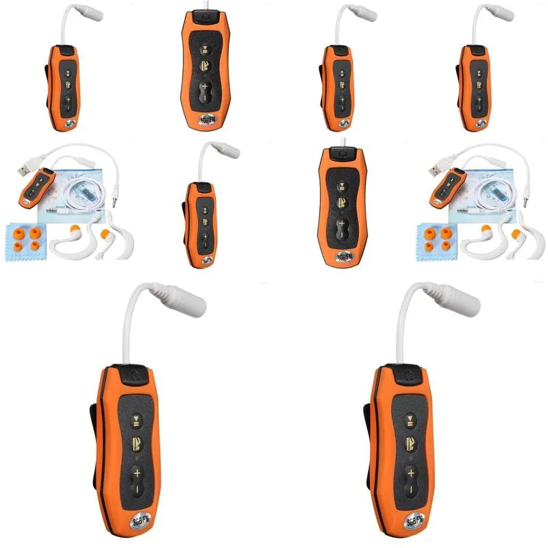 Mp3 & Mp4 Players Player Swimming Underwater Diving Spa Fm Radio Waterproof Headphones Orange Drop Delivery Electronics Dh5Mu