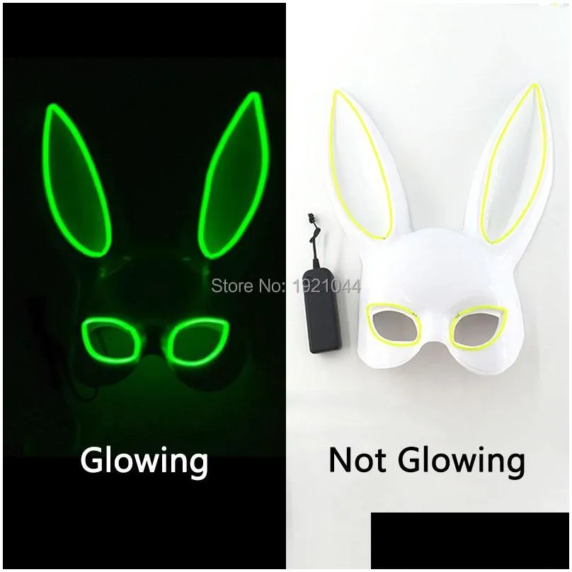 Party Masks Cosplay Mask Led Light Up Bunny Women Halloween Y Rabbit Dj Bar Night Club Costume Carnival Drop Delivery Dhiv8