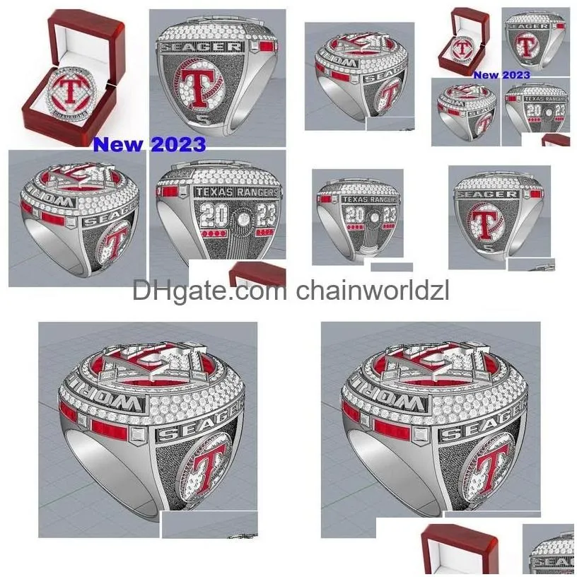 2022 2023 baseball rangers seager team champions championship ring with wooden display box souvenir men fan gift drop delivery dhnoo
