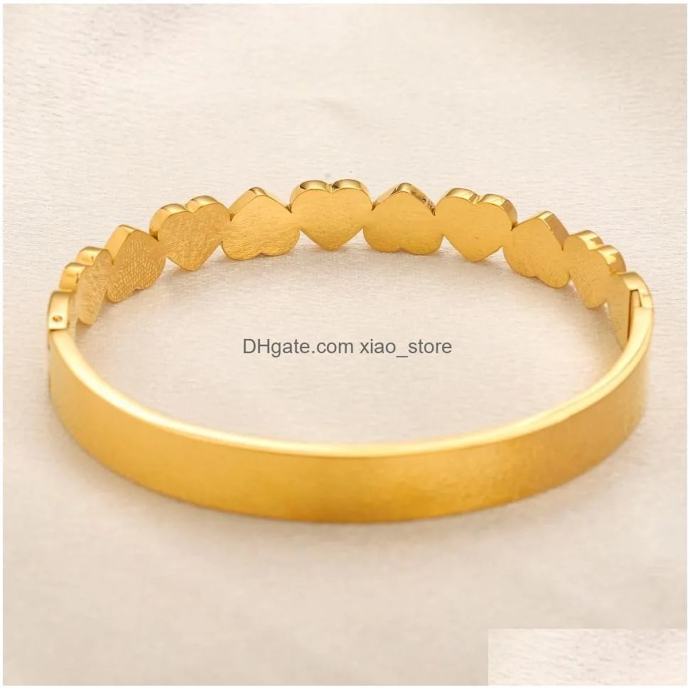 18k gold plated designer bracelets jewelry high quality love gift jewelry for women 925 silver stainless steel never fading heart bangle bracelet