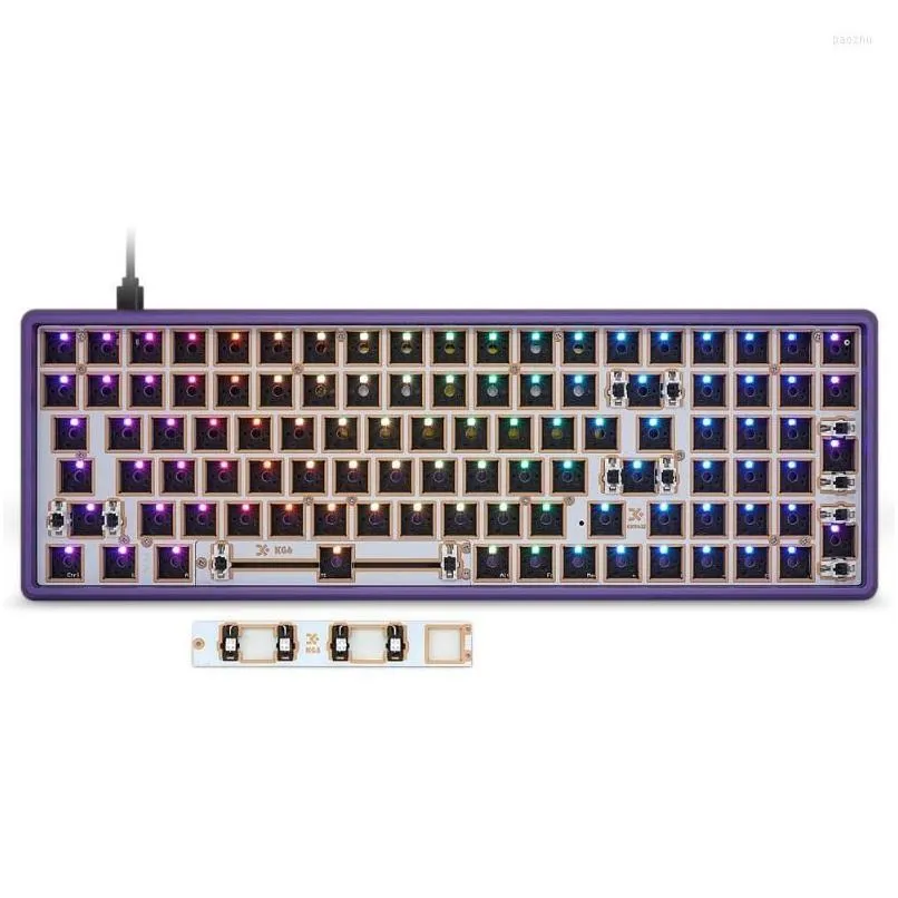 Keyboard Mouse Combos Gk96X/Gk96Xs Drum Cnc Bluetooth 5.1 Ppable Kit With Rgb Backlit Type-C Interface Fly Programmablekeyboard Drop Dhlpv