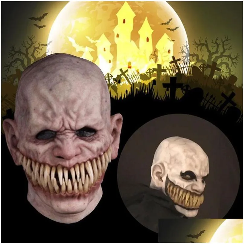 Party Masks Demon Latex Mask Scary Devil Mutant With Realistic Long Teeth Costume Halloween Props Stalker 220915 Drop Delivery Dhdfw