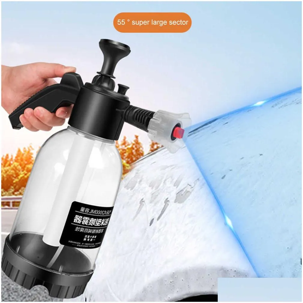 Water Gun & Snow Foam Lance New 2L Hand Pump Foam Sprayer W/2 Types Of Nozzle Pneumatic Cannon Snow Car Wash Spray Bottle Window Clean Dhcfo