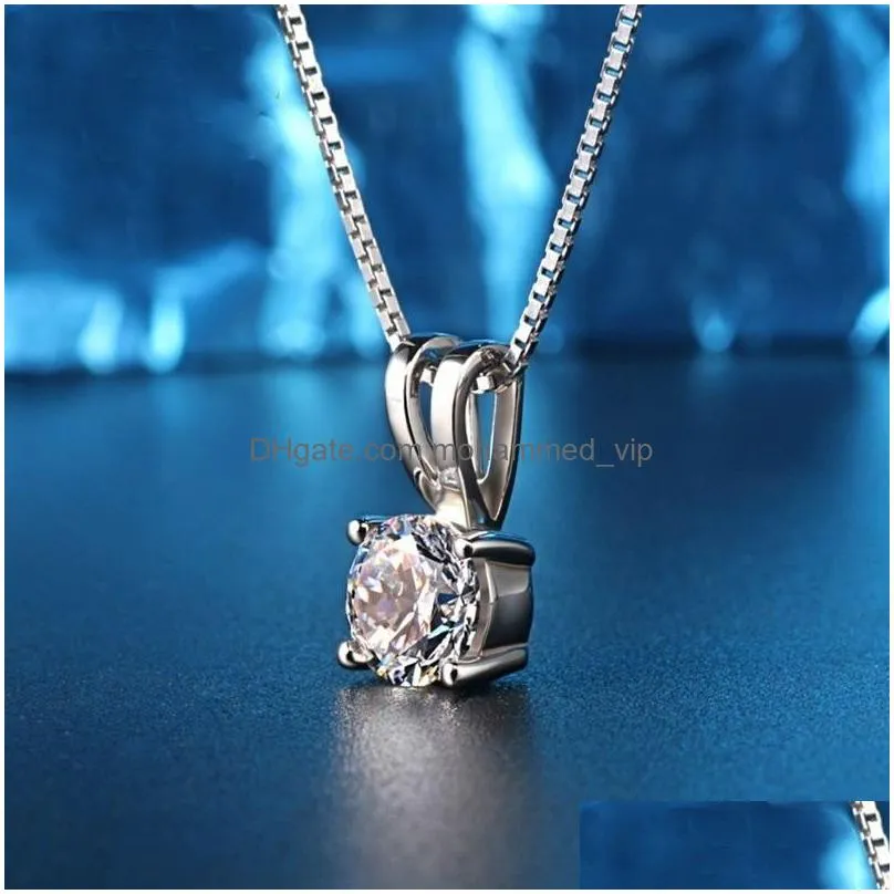 handmade 2ct lab diamond pendant real 925 sterling silver party wedding pendants choker chain necklace for women fine jewelry