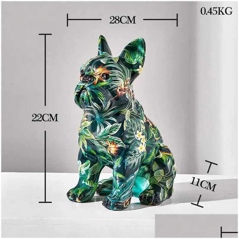 Decorative Objects & Figurines Decorative Objects Figurines Painted Colorfu Bldog Scpture Ornaments Desk Decoration Wine Cabinet Offic Dhi3V