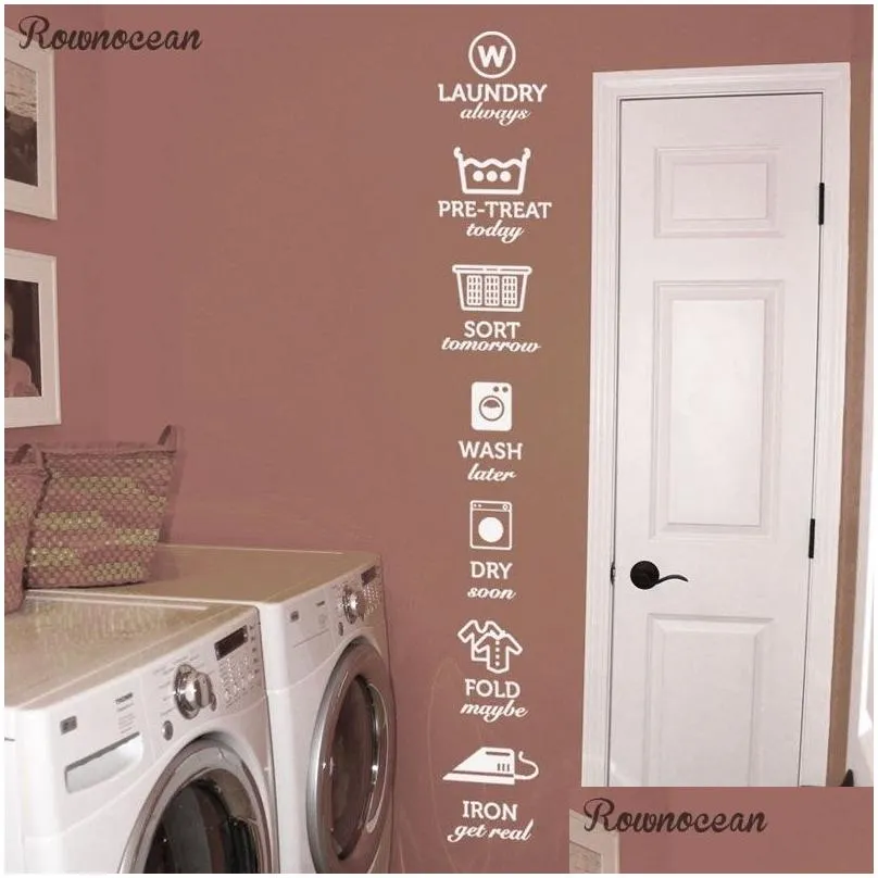 Wall Stickers The Res Of Laundry Decals Tag Stickers Pattern Wash Dry Fold Iron Room Vinyl Wall Quote Sticker Decal Ly07 201201 Drop D Dhap9