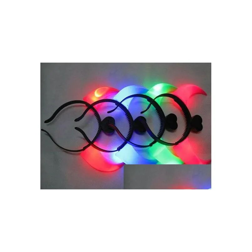 Led Rave Toy Halloween Led Devil Horns Lights Cheering Rave Toys Flashing Hair Clip Headband Light-Emitting Hairpin Decoration Drop De Dhjxu