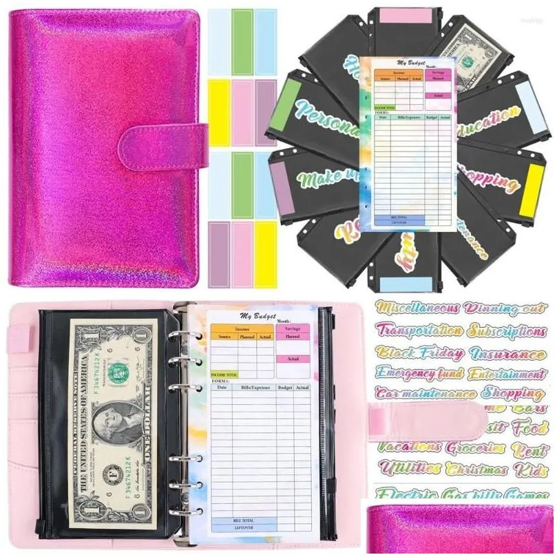 Notepads Wholesale Glitter Budget Money Binder Zipper Envelopes Cash Organizer System With Expense Sheets Saving  Notebook Drop De Dhikx