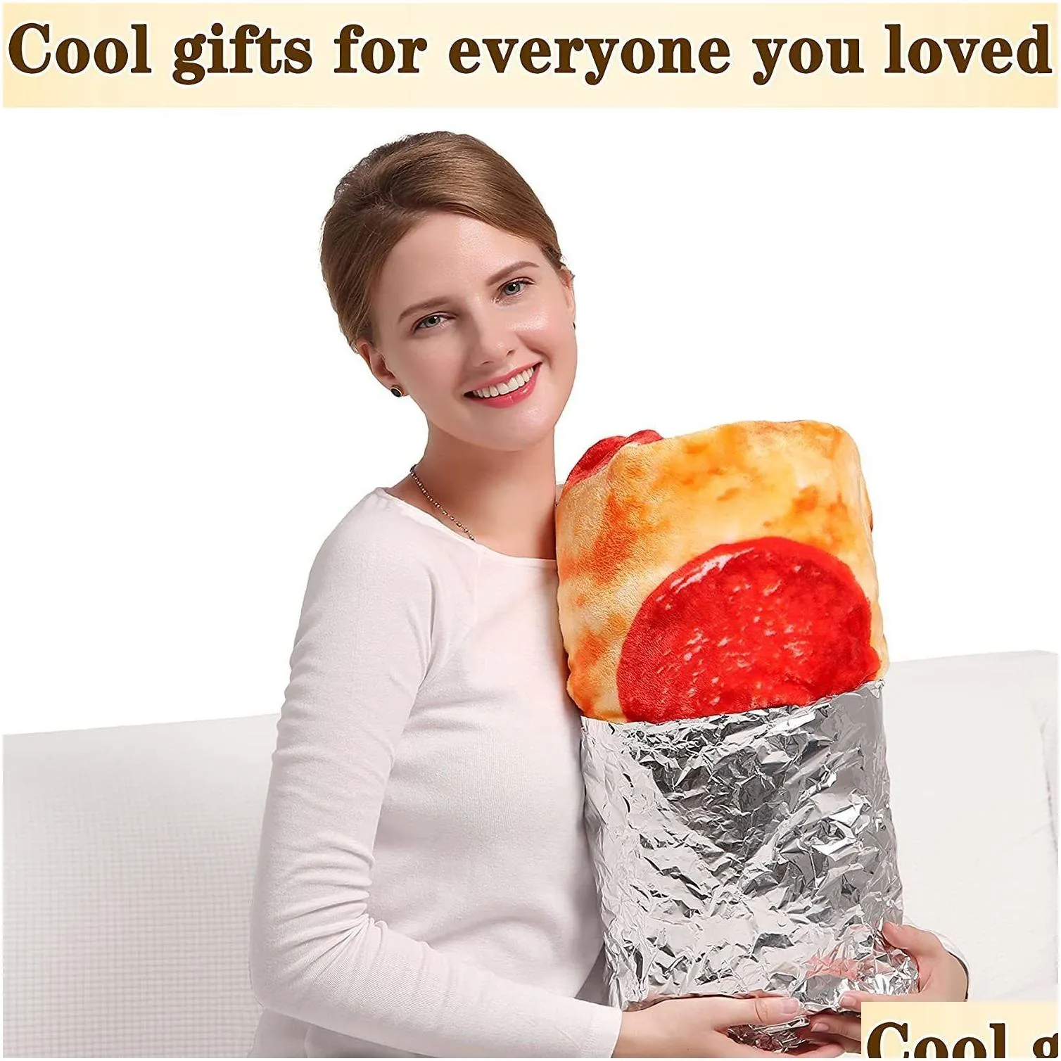 Blanket Pizza Novelty Realistic Food For Kids Adt Soft Pepperoni Funny Gifts Teen Boy Girl Drop Delivery Dhm8A