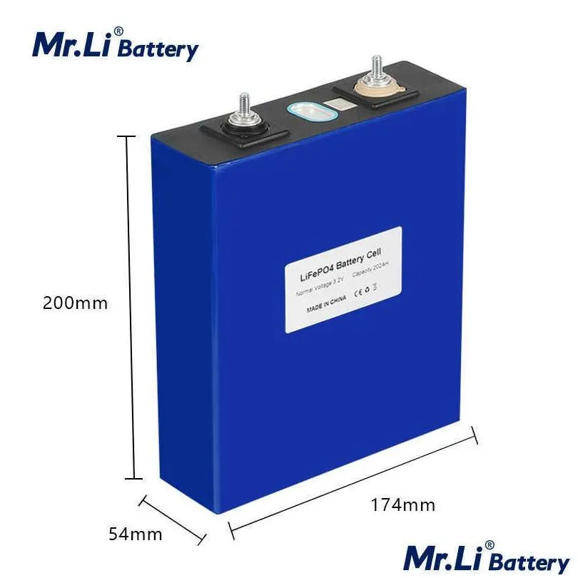Batteries Mr.Li New 3.2V 200Ah 202Ah Lifepo4 Battery Cell Not 150Ah For 12V 24V Ev Rv High Capacity Pack Diy Solar Ups Drop Delivery E Dhh8Z