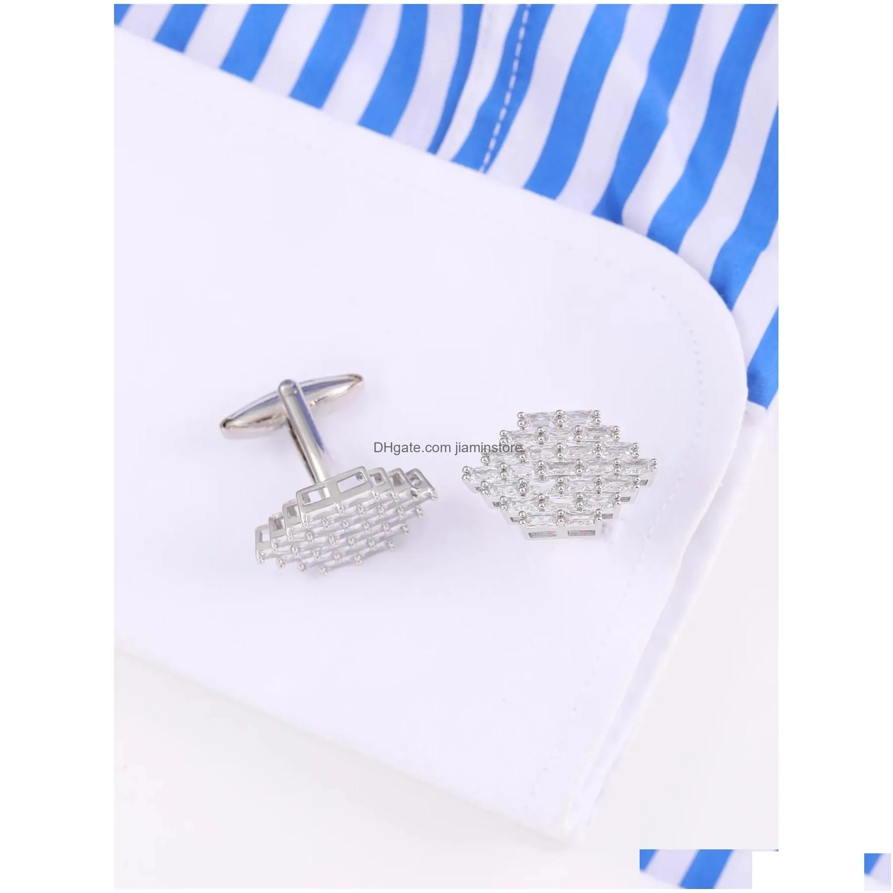 cuff links the rhombus cufflinks with diamond inlay a unique accessory to showcase mens noble character and exquisite taste drop del