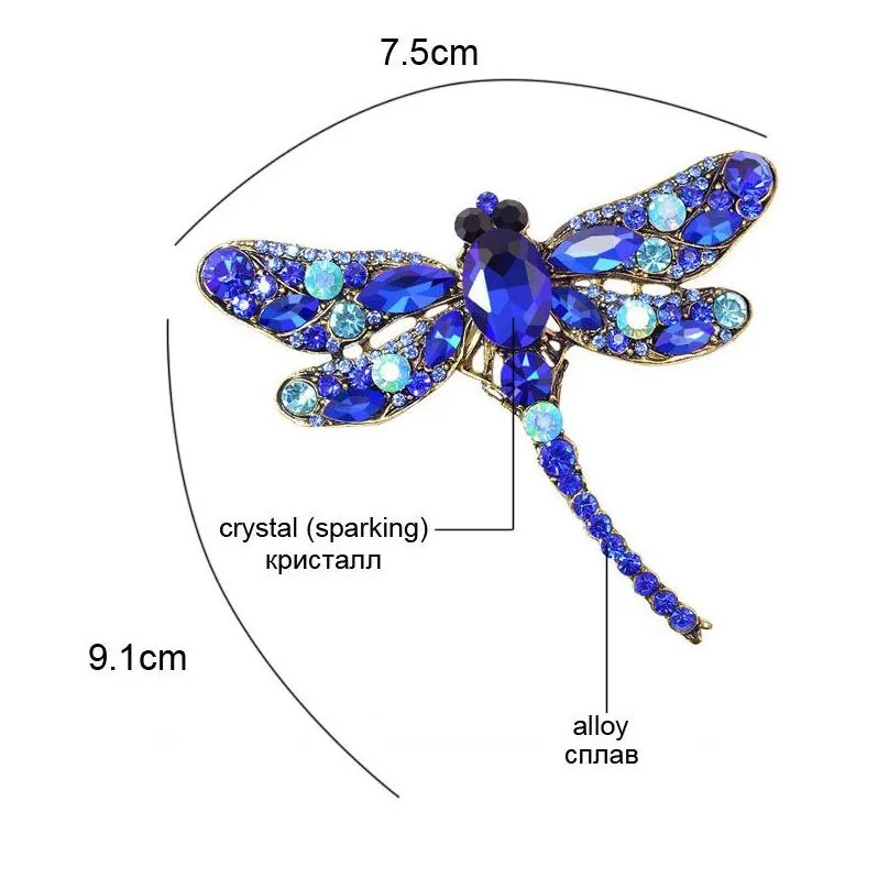 Pins, Brooches Vintage Dragonfly Brooches For Women Large Insect Brooch Pin Fashion Dress Coat Accessories Cute Jewelry Drop Delivery Dh6Co