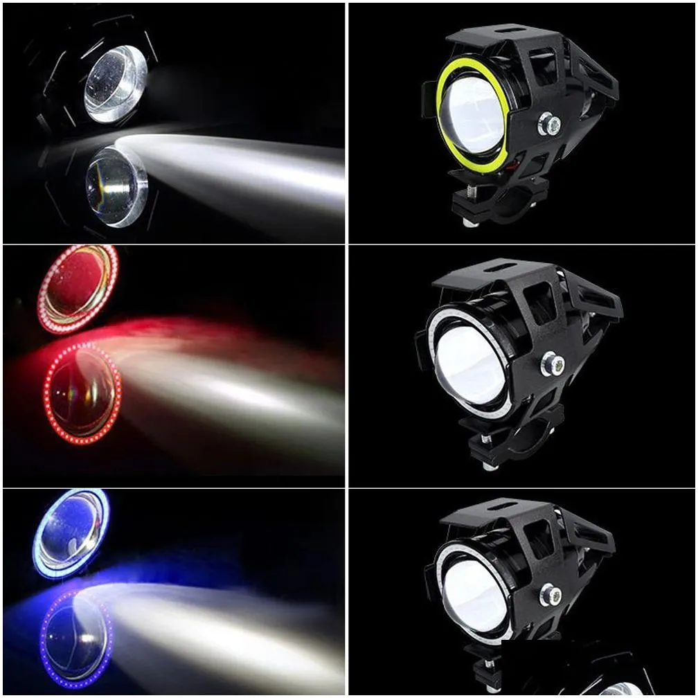 Motorcycle Lighting New Motorcycle Electric Car Lamp U7 Laser Gun Angel Eye Lens Led Headlight 15W Drop Delivery Automobiles Motorcycl Dhj70