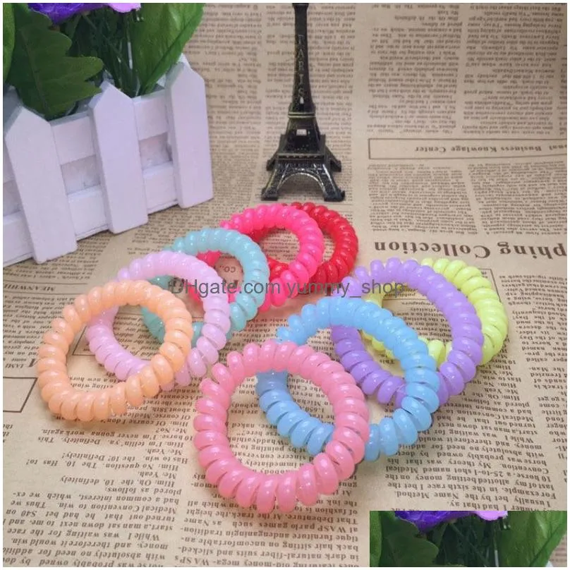 telephone wire cord gum hair tie girls elastic pony tails holder candy color bracelet girl christmas gift