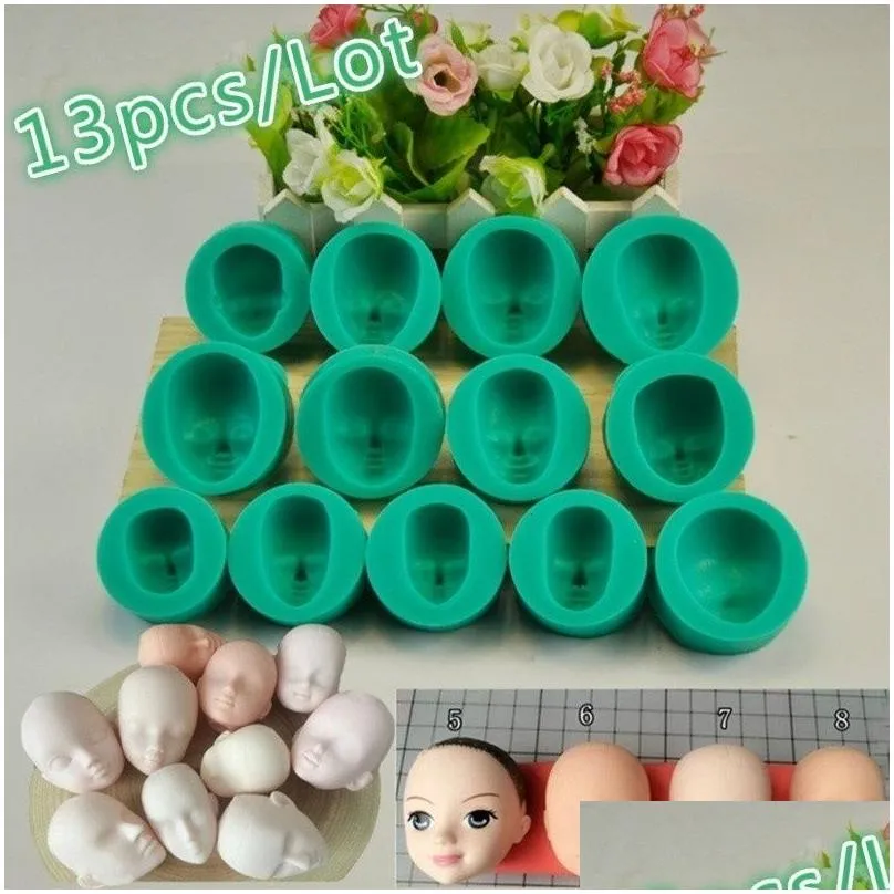 Baking Moulds Baking Mods 13 Pattern 3D Dolls Face Sile Mold Sponge Fondant Cake Choolate Tool Baby 221118 Drop Delivery Home Garden K Dhoyp