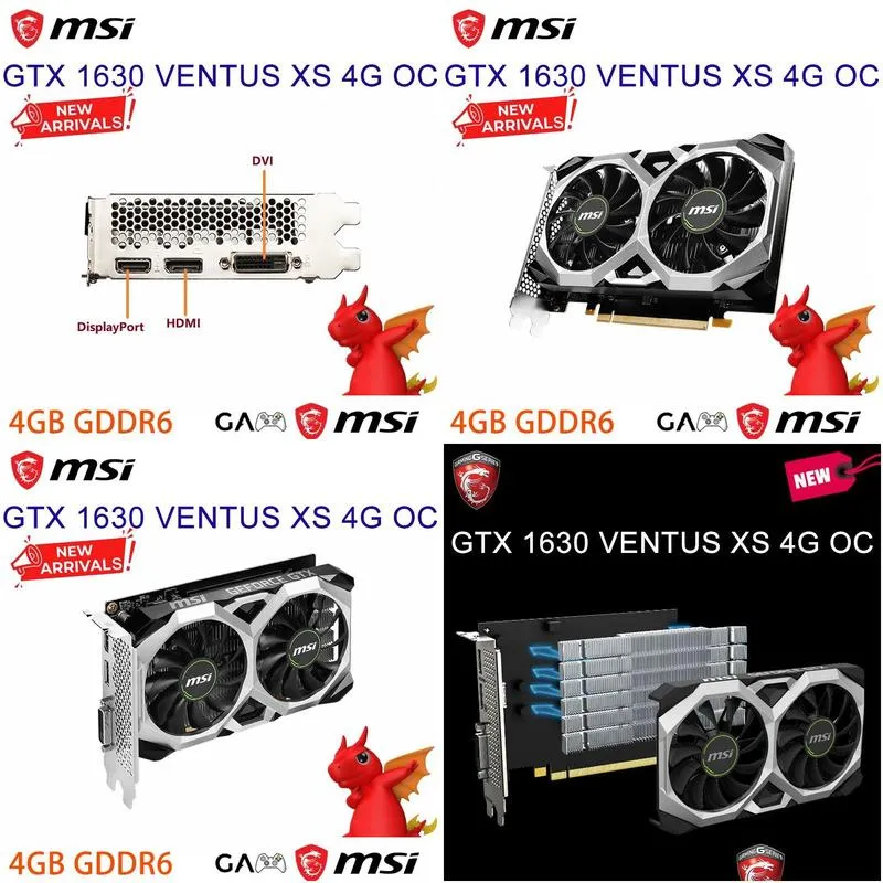 Monitors Msi Gtx 1630 Ventus Xs 4G Oc Placa De Vdeo 4Gb Gddr6 12000Mhz Support Desktop Cpu Motherboard Video Card Pre-Sale Product New Dhrxg