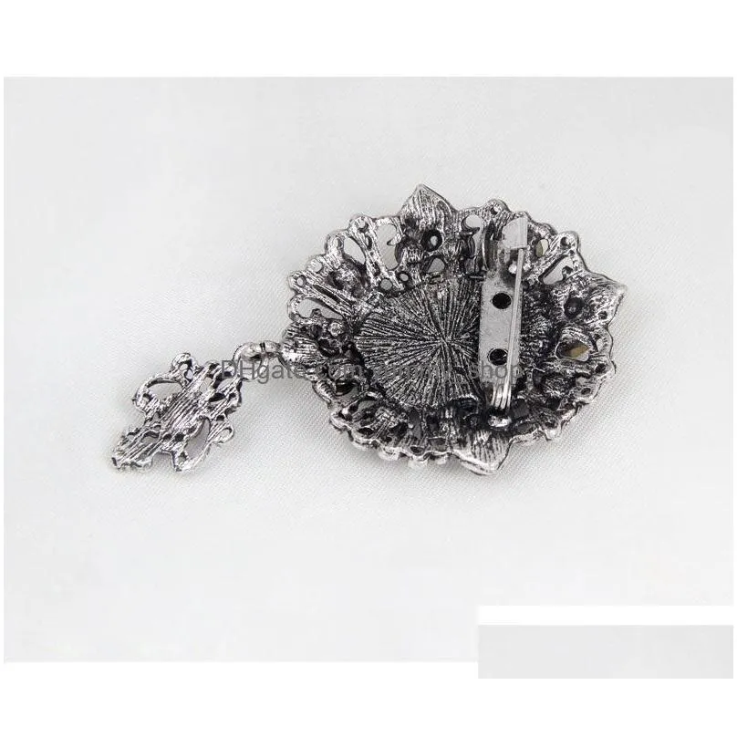 jewelry brooch retro beauty head crystal brooches royal court style alloy studded accessories pin 2 colors wholesale