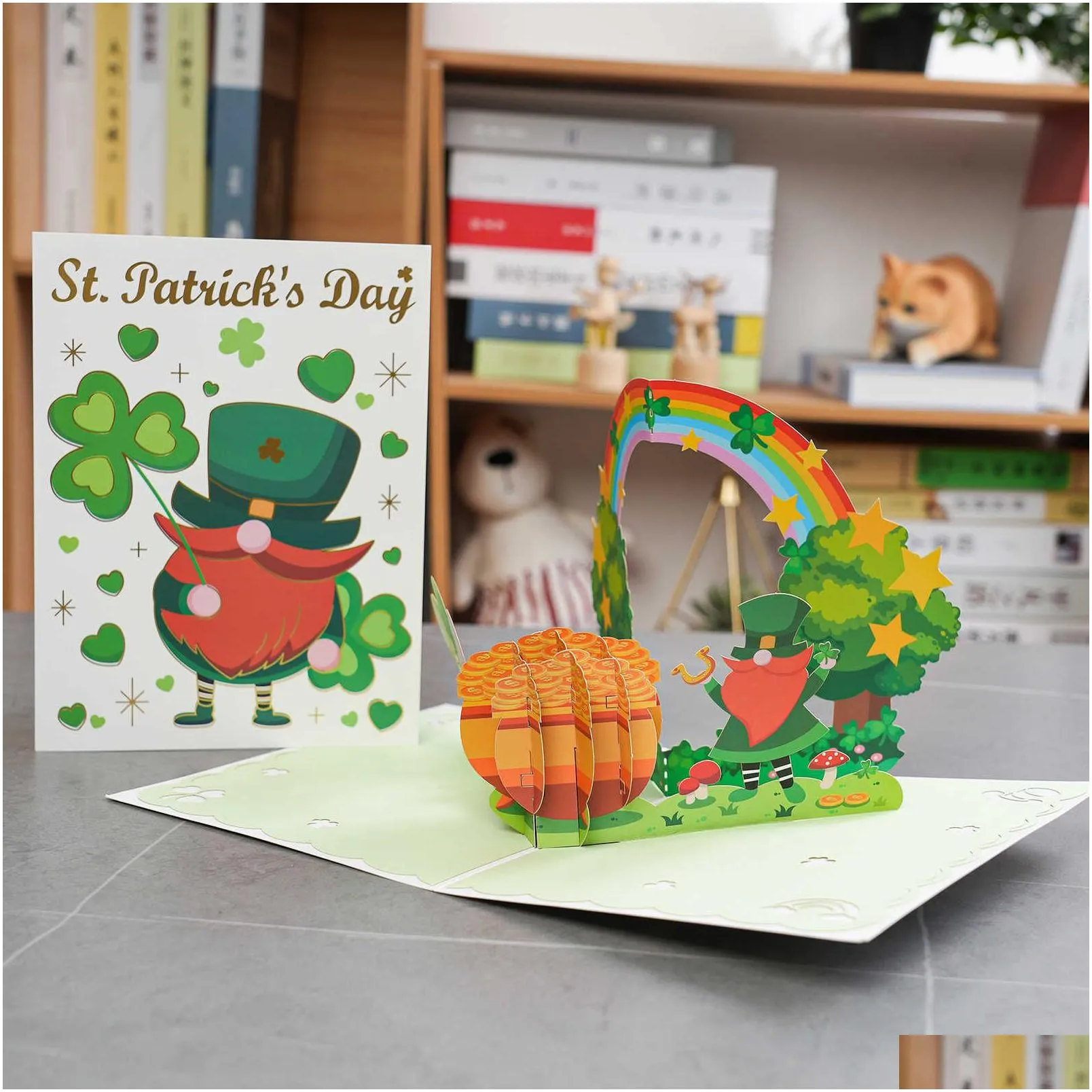 Gift Cards Happy St Patricks Day Festival Card 3D  Up Clover Greeting Drop Delivery Dhrtq