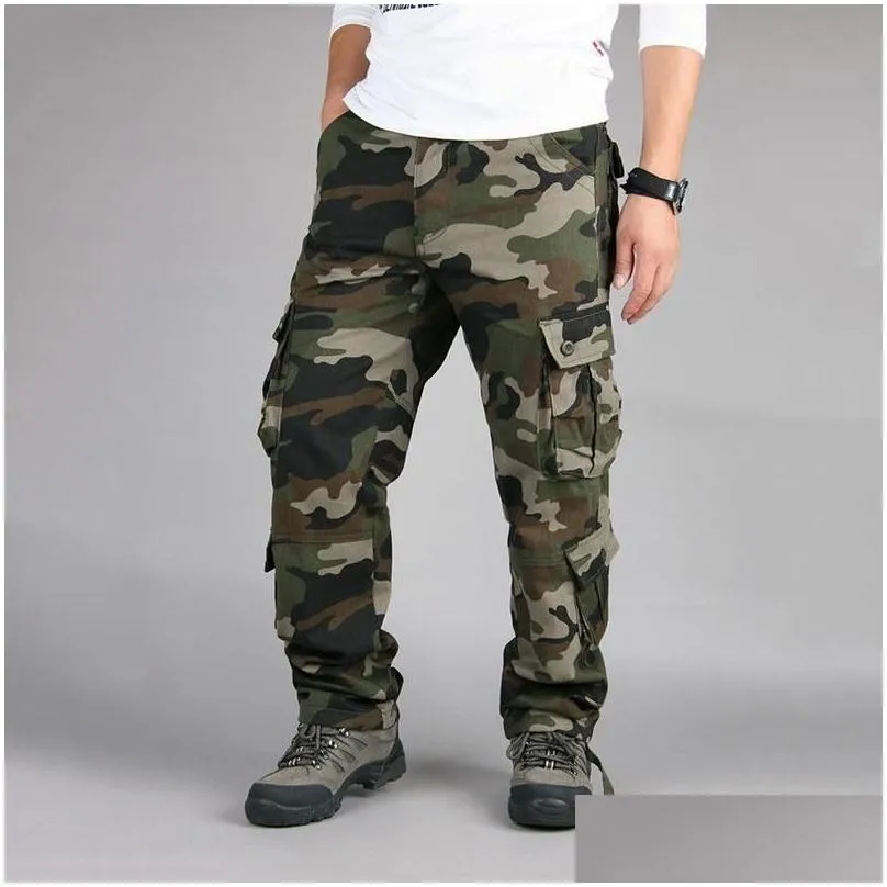 Men`S Pants Camouflage Cargo Pants 8Xl Joggers Militar Men Trousers Hip Hop Army Camo Spodnie Meskie Man Cotton Drop Delivery Apparel Dhooq