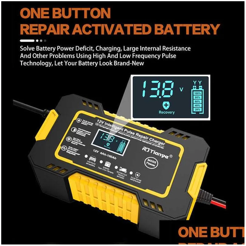 Car Other Auto Electronics New 6A 12V Battery  Smart With Lcd Touch Sn Display Pse Repair Chargers Wet Dry Lead Acid Drop Deliv Dhxqi