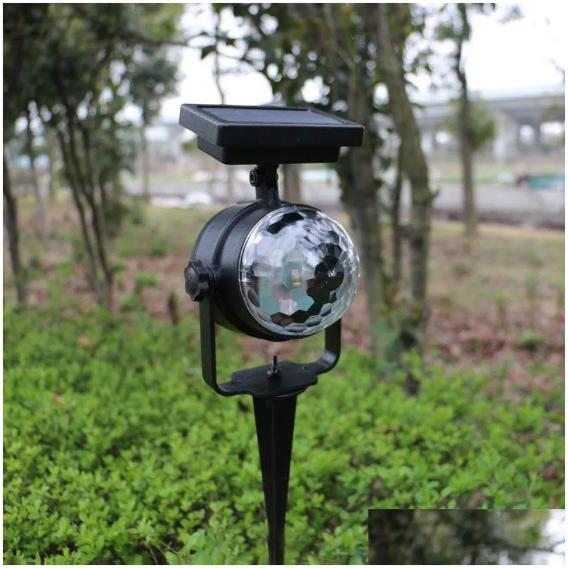 Lawn Lamps Solar Garden Projection Light Rotating Ball Dual Led Lawn Lamp Rgb Outdoor Lights Holiday Decoration Lighting Drop Delivery Dh1Mb