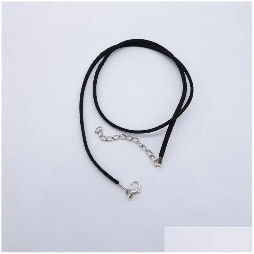 Cord & Wire 100Pcs/Lot 2.7Mm Black Soft Veet Cord Necklaces Chains With Lobster Clasps Faux Suede Leather Drop Delivery Jewelry Jewelr Dh4Pr