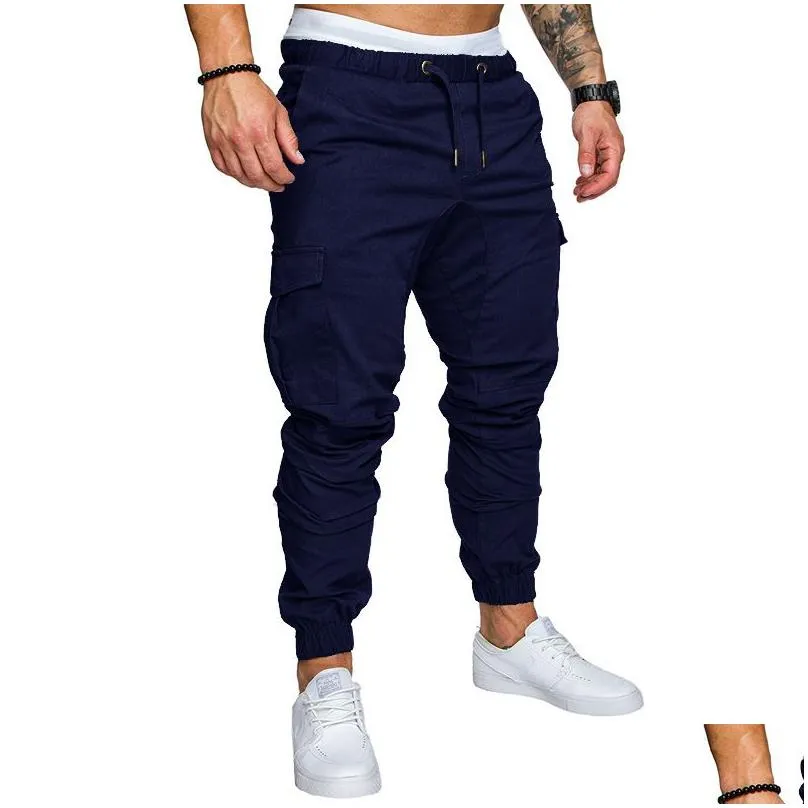 Men`S Pants Men Harem Pant Loose Fit Trousers Cotton Elastic Waist Long Jogger Sweatpants Skinny Pencil Drop Delivery Apparel Men`S C Dha8W