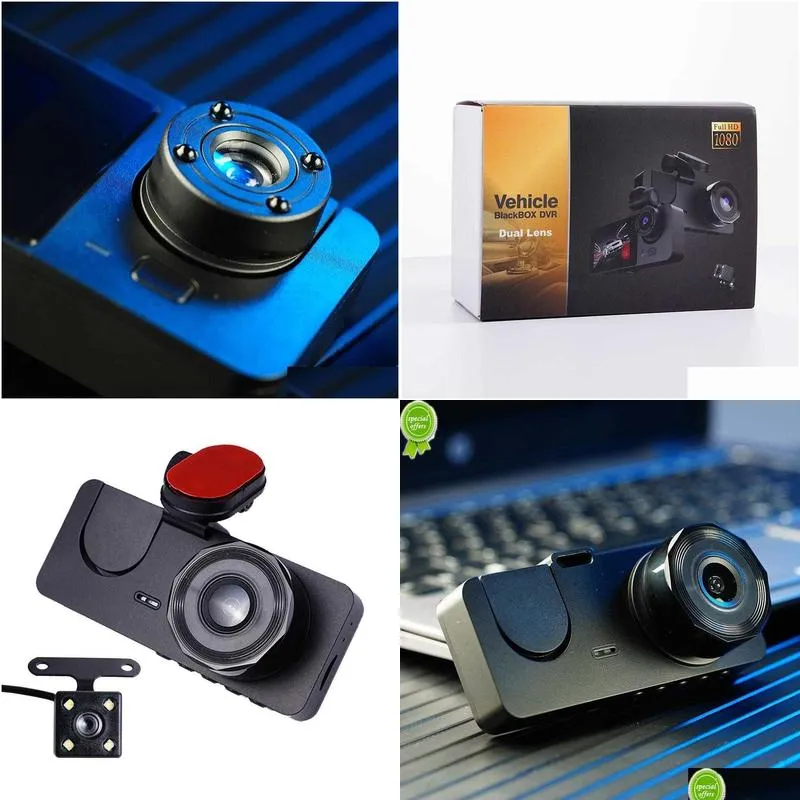 Car Dvrs New 3-Lens 1080P 2.0Inch Car Dvr Hdinside Vehicle Dash Way Registrator Camcorder Dashcam Dvrs Recorder Video Camera Camthree Dhe2P