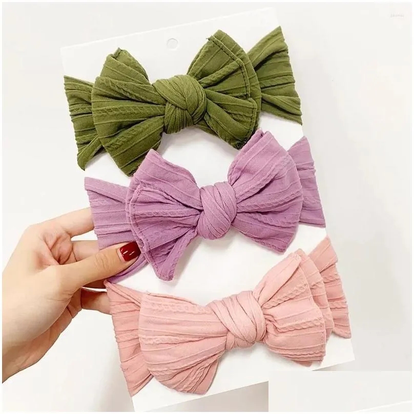 Hair Accessories Born Baby Headband For Girls Elastic Knit Children Turban Bows Soft Nylon Kids Headwear Wholesale Drop Delivery Dhn1B