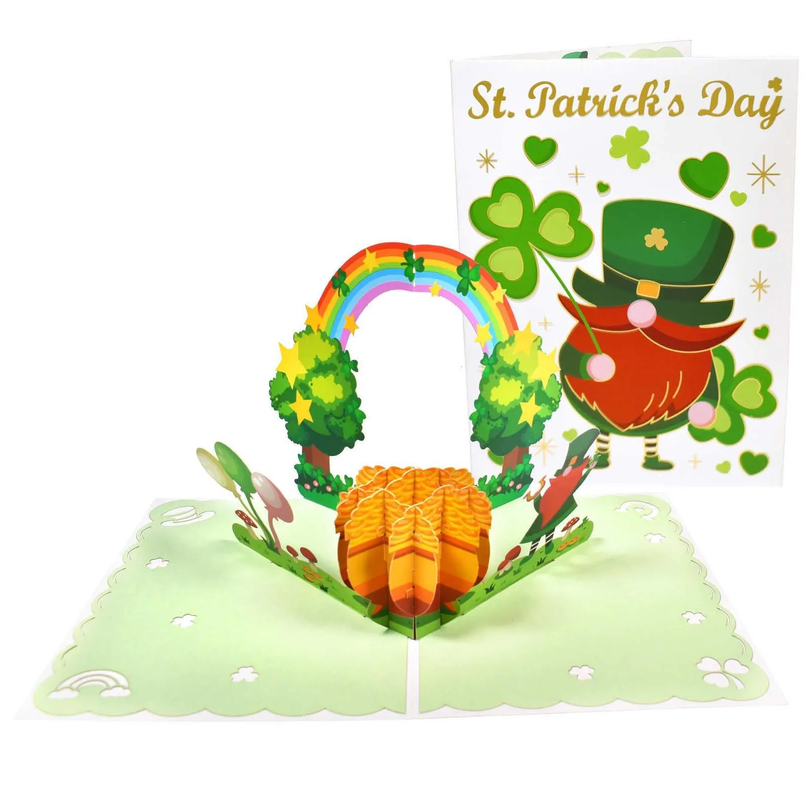 Gift Cards Happy St Patricks Day Festival Card 3D  Up Clover Greeting Drop Delivery Dhrtq