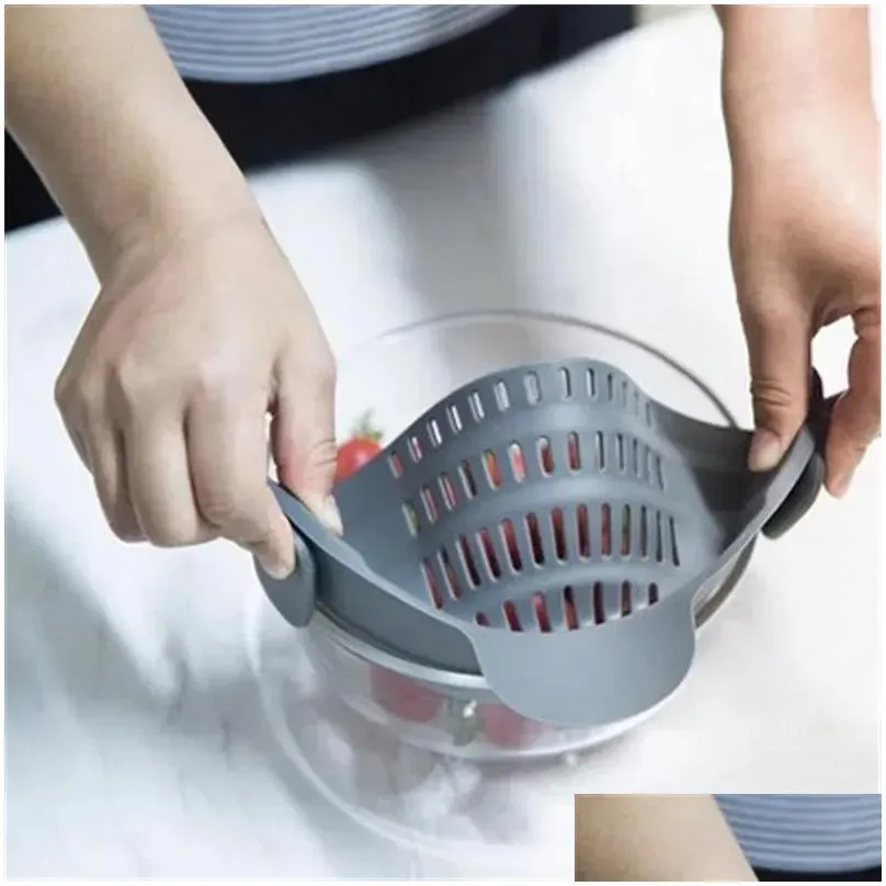 Colanders & Strainers Sile Colanders Kitchen Clip On Pot Strainer Drainer For Draining Excess Liquid Pasta Vegetable Cookware Drop Del Dhm9D