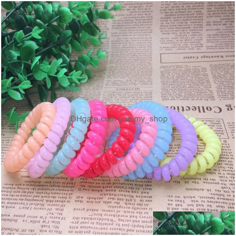 telephone wire cord gum hair tie girls elastic pony tails holder candy color bracelet girl christmas gift