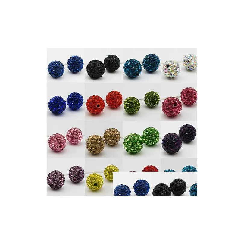 Crystal 50Pcs/Lot 10Mm Mixed Colors Micro Pave Cz Disco Ball Crystal Bead Bracelet Necklace Rhineston Drop Delivery Jewelry Loose Bea Dhvmm