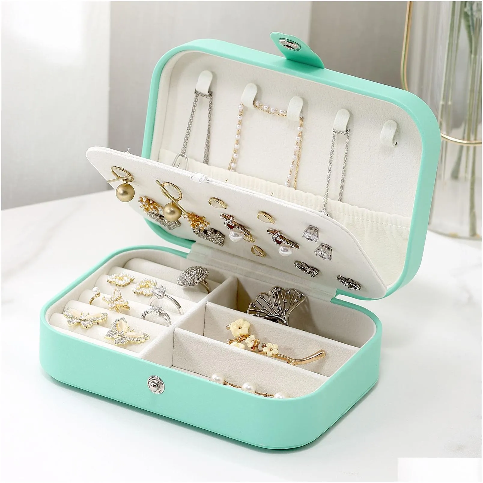 jewelry boxes fashion mini jewelry display case ring box cabinet armoire portable organizer case travel storage joyeros organizador de joyas