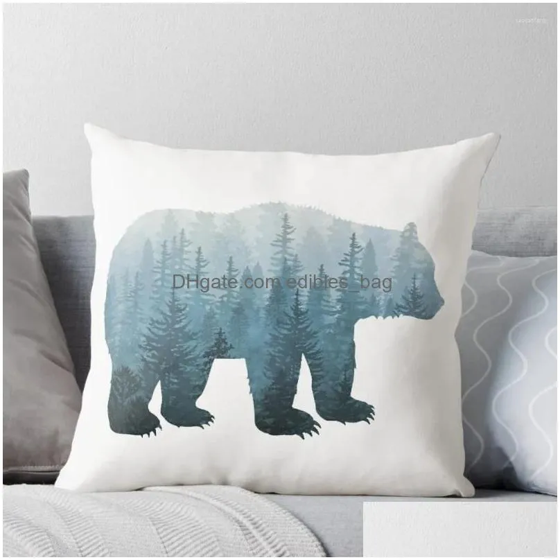 pillow misty forest bear - turquoise throw sofa cover bed pillowcases covers for living room