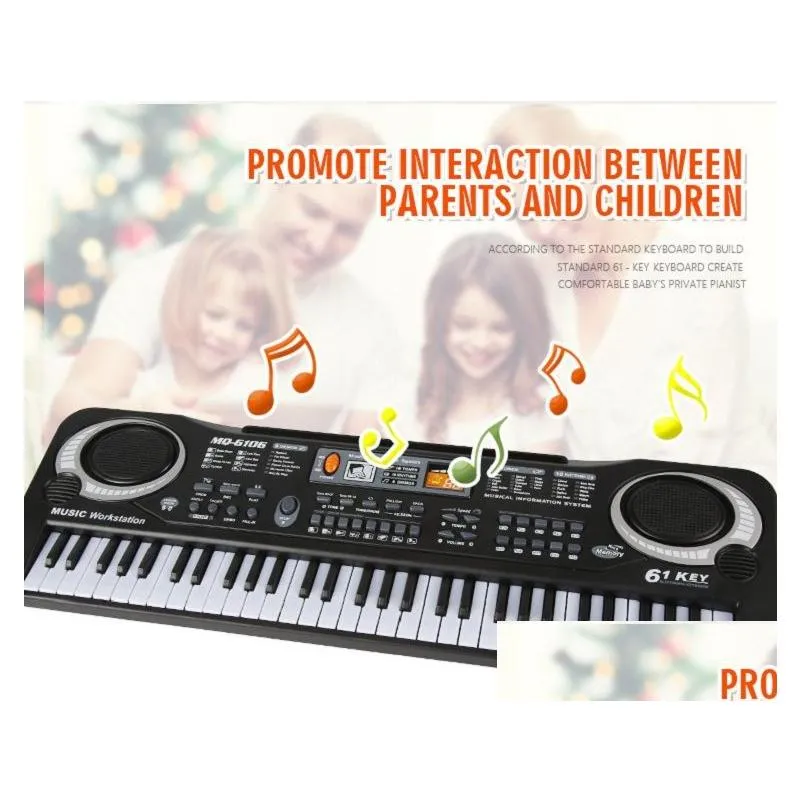 Baby Music & Sound Toys 1Pc Mtifunction 61 Keys Early Education Music Toy Electronic Keyboard With Mikephone Kid Piano Organ Record Pl Dhydr