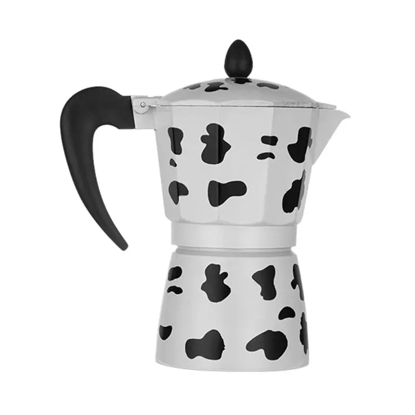 Coffee Pots Cow Printed Coffee Maker Aluminum Alloy Moka Pot Espresso Mocha Latte Percolator R9Jc 210330 Drop Delivery Home Garden Kit Dhmto