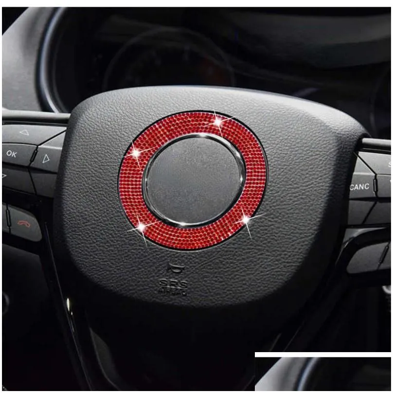 Interior Decorations New Bling Car Steering Wheel Emblem Sticker Accessories Diamond Rhinestone Interior Badge Decal Er Trim For Jeep Dhs1D