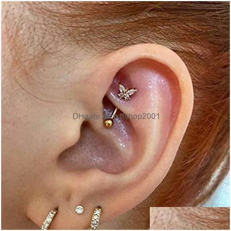 16g eyebrow piercing rook earring daith snug ring curved barbell tragus earring stud forward helix piercings cartilage jewelry l230810