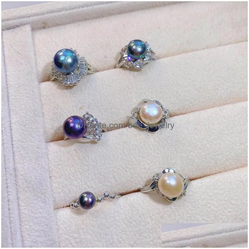 simple and luxury freshwater pearl open ring for womens thick gold color preservation part open index finger ring wholesale