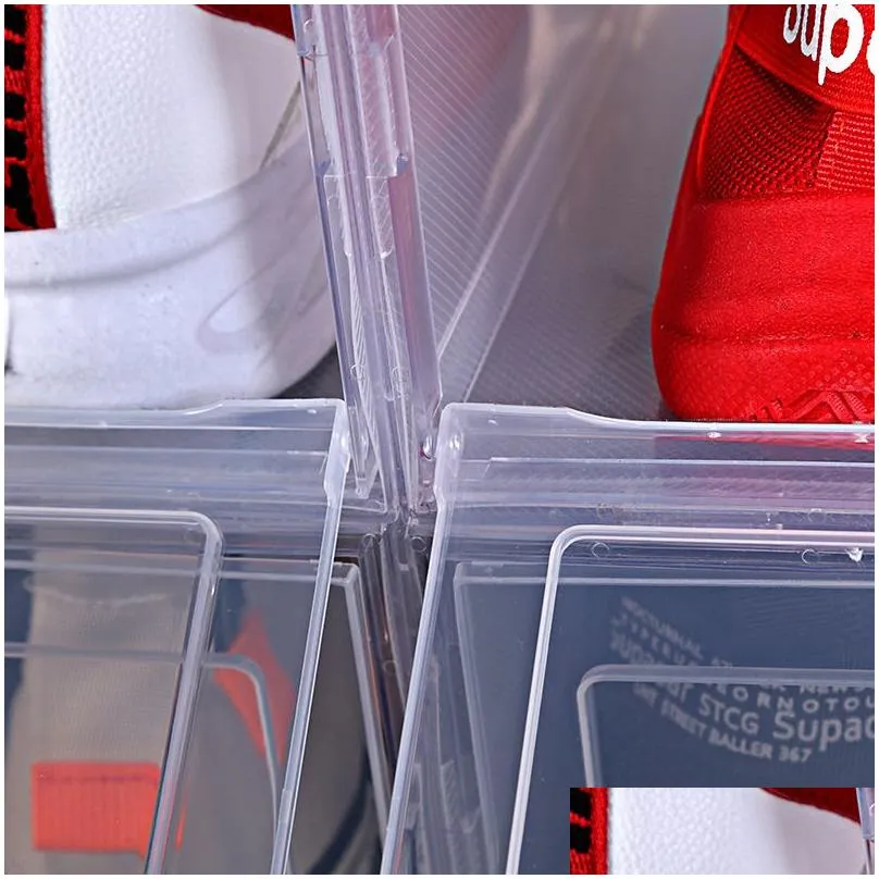 Storage Boxes & Bins 3/6Pcs/Set Transparent Shoes Storage Box Thickened Stackable Shoe Organizer Plastic Der Shoebox Rack Clear Cabine Dhhwd