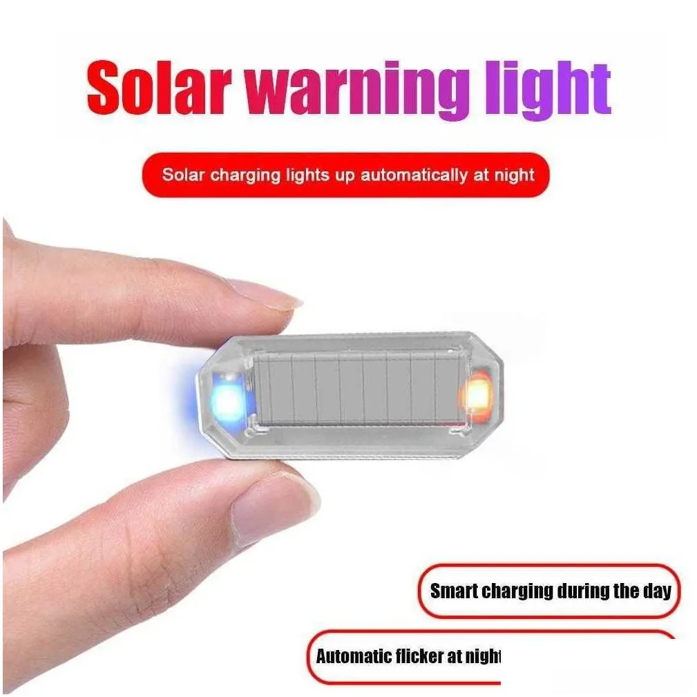 Decorative Lights New Car Solar Led Mini Warning Light Night Ride For Motorcycle Electric Vehicle Bicycle Tail Anti-Rear Strobe Drop D Dhlgb