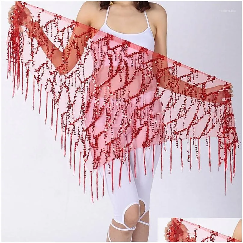Stage Wear Style Belly Dance Costumes Sequins Tassel Hip Scarf For Women Dancing Belt 11Kinds Of Colors Drop Delivery Dhi29